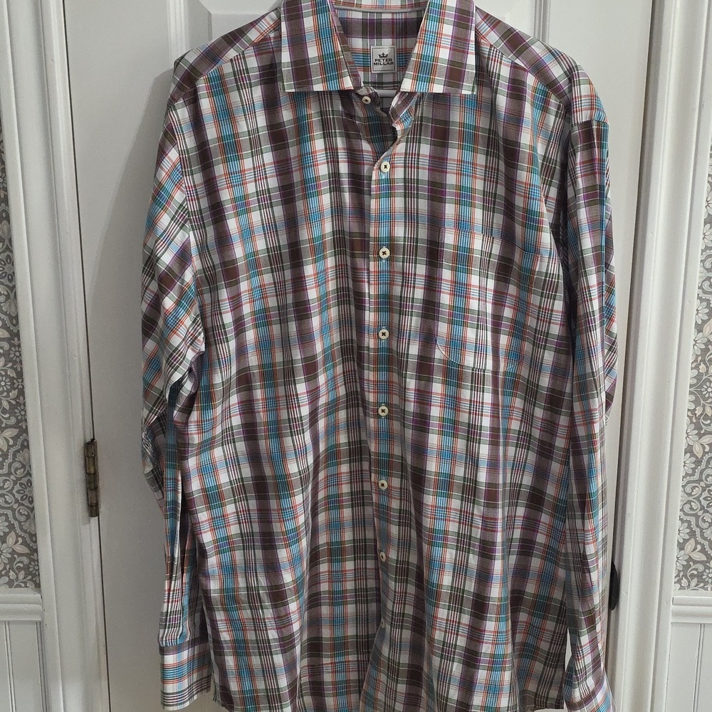 Peter Millar Set Of 2 100% Cotton Collared Button Down Long Sleeve Shirts Large - Picture 7 of 11